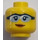 LEGO Gul Kvinne Hode med Lys Blå Beskyttelsesbriller og Lopsided Smile (Forsenket solid knott) (3626 / 29490)