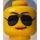 LEGO Gul Kvinne Politi Hode med Solbriller (Forsenket solid knott) (3626 / 29966)