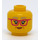 LEGO Gul Kvinna med Bright Ljus Blå Jacka Minifigur Huvud (Infälld solid knopp) (3626 / 68436)