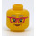 LEGO Geel Female met Bright Light Blauw Jacket Minifigure Hoofd (Verzonken Solid Stud) (3626 / 68436)