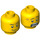 LEGO Giallo Testa - Due Sided (Scared/Confident Smirk) con Arancione scuro Scratches (Perno solido incassato) (3626 / 73695)