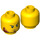 LEGO Gelb Kopf mit Schwarz Eyebrows, Dark rot Sideburns und Stubble (Einbau-Vollbolzen) (3626 / 34334)