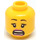LEGO Gelb Kopf mit Schwarz Eyebrows, rot Lips, Scared / Smile mit Zähne (Einbau-Vollbolzen) (3626 / 34394)