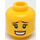LEGO Yellow Head with Black Eyebrows, Red Lips, Scared / Smile with Teeth (Recessed Solid Stud) (3626 / 34394)