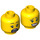 LEGO Yellow Head with Black Eyebrows, Red Lips, Scared / Smile with Teeth (Recessed Solid Stud) (3626 / 34394)