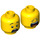 LEGO Geel Hoofd met Zwart Eyebrows, Scared / gesloten Ogen Crying Gezicht (Verzonken Solid Stud) (3626 / 34381)