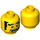 LEGO Yellow Head with Black Eyebrows, Sideburns and Mustache (Recessed Solid Stud) (3626 / 34408)