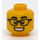LEGO Gelb Kopf mit Schwarz Glasses (Einbau-Vollbolzen) (3626 / 49906)