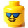 LEGO Gelb Kopf mit Blau Sonnenbrille und Schnurrbart (Sicherheitsnoppe) (3626)