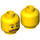 LEGO Yellow Head with Brown Eyebrows and Handlebar Moustache (Recessed Solid Stud) (3626 / 27041)