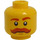 LEGO Yellow Head with Brown Eyebrows and Handlebar Moustache (Recessed Solid Stud) (3626 / 27041)