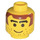 LEGO Yellow Head with Brown Hair and Thick Arched Eyebrows (Safety Stud) (3626)