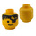 LEGO Geel Hoofd met Eye Patch, Zwart Haar en Stubble (Veiligheids Stud) (3626)