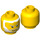 LEGO Amarillo Cabeza con Grey to Blanco fading Barba y Blanco Pupils (Espiga de seguridad) (3626 / 50008)