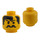 LEGO Yellow Head with Moustache, Stubble and Black split Pony (Safety Stud) (3626)