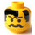 LEGO Yellow Head with Moustache, Stubble and Black split Pony (Safety Stud) (3626)