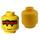 LEGO Amarillo Cabeza con Rojo Cinta para la cabeza, Negro Pelo, y Freckles (Espiga de seguridad) (3626)