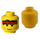 LEGO Yellow Head with Red Headband, Black Hair, and Freckles (Safety Stud) (3626)