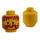 LEGO Yellow Head with Red Moustache and Hair (Safety Stud) (3626)