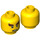 LEGO Geel Hoofd met Reddish Brown Bushy Eyebrows (Verzonken Solid Stud) (3626 / 34880)