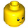 LEGO Gul Hoved med Reddish Brun, Kort Eyelashes og Lille Smile (Recessed Solid Stud) (Forsænket solid knops) (3626)