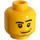 LEGO Geel Hoofd met Smirk en Baard Stoppels (Veiligheidsnop) (14070 / 51523)