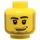 LEGO Geel Hoofd met Smirk en Baard Stoppels (Veiligheidsnop) (14070 / 51523)