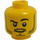 LEGO Amarillo Cabeza con Barba corta y Arched Eyebrow (Espiga sólida hueca) (13516 / 74681)