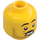 LEGO Gul Hode med Skjeggstubber, Handlebar Mustache og Serious/Scared Expression (Forsenket solid knott) (3626 / 101383)