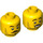 LEGO Yellow Head with Stubble, Handlebar Mustache and Serious/Scared Expression (Recessed Solid Stud) (3626 / 101383)