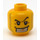 LEGO Geel Hoofd met Stubble, Breed Grijns, Gold Tand en Arched Eyebrow (Veiligheids Stud) (13628 / 52517)