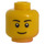 LEGO Yellow Head with Thin Smile, Black Eyes with White Pupils and Thin Black Eyebrows Pattern (Recessed Solid Stud) (11405 / 14967)
