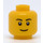 LEGO Gul Hoved med Tynd Smile, Sort Øjne med hvid Pupils og Tynd Sort Eyebrows Mønster (Sikkerheds knops) (11405 / 14967)