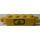 LEGO Yellow Hinge Brick 1 x 4 Locking Double with Black Electricity Danger Sign on White Background (Left) Sticker (30387)