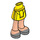 LEGO Gelb Hüfte mit Basic Gebogen Skirt mit Silber Shoes (Dick Scharnier) mit dickem Scharnier (35634)