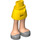 LEGO Jaune Hanche avec Basic Incurvé Skirt avec Argent Shoes (Épais Charnière) avec charnière épaisse (35634)