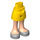 LEGO Gelb Hüfte mit Basic Gebogen Skirt mit Silber Shoes mit dünnem Scharnier (2241)