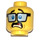 LEGO Yellow Jungle Scientist Head with Glasses (Recessed Solid Stud) (3626 / 32621)