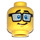 LEGO Yellow Jungle Scientist Head with Glasses (Recessed Solid Stud) (3626 / 32621)