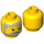 LEGO Yellow Male Head with Beard and Hair (Safety Stud) (3626 / 44748)