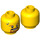LEGO Geel Male Hoofd met Beard, Dirt Stains en Open Smile (Verzonken Solid Stud) (3626 / 24405)