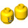 LEGO Yellow Male Head with Black Eyebrows and Wide Grin (Recessed Solid Stud) (3626 / 26881)
