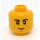 LEGO Yellow Male Head with Black Eyebrows, Cheek and Chin Lines and Lopsided Smile (Recessed Solid Stud) (3626 / 65642)