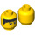 LEGO Yellow Male Head with Black Hair, Eyebrows, and Smirk Pattern (Safety Stud) (3626 / 44749)