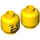 LEGO Yellow Male Head with Brown Squared Beard, Open Mouth with Teeth and White Pupils Pattern (Recessed Solid Stud) (3626 / 12784)
