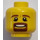 LEGO Geel Male Hoofd met Brown Squared Beard, Open Mouth met Tanden en Wit Pupils Patroon (Verzonken Solid Stud) (3626 / 12784)