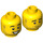 LEGO Geel Male Hoofd met Stubble en Breed Grijns (Verzonken Solid Stud) (3626 / 38344)