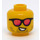 LEGO Yellow Man - Dark Purple Vest Minifigure Head (Recessed Solid Stud) (3274 / 104632)