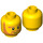 LEGO Yellow Minifig, Head Beard Orange, Bushy Eyebrows, White Pupils, Wrinkles and Smile Pattern - Stud Recessed (Recessed Solid Stud) (3626 / 24267)
