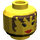 LEGO Yellow Minifig Head with Brown Hair, Eyelashes, and Lipstick (Safety Stud) (3626 / 90261)